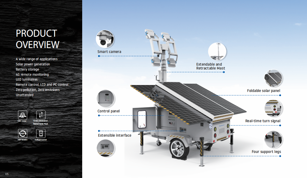 MOBILE AND LIFEABLE SOLAR LIGHTING VEHICLE TOWER 9